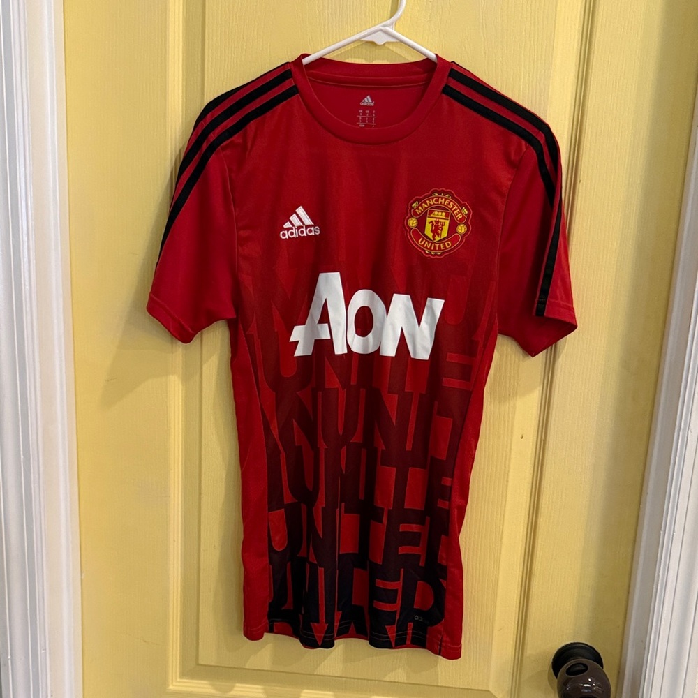 adidas Red Soccer Training Tee with Black Accents